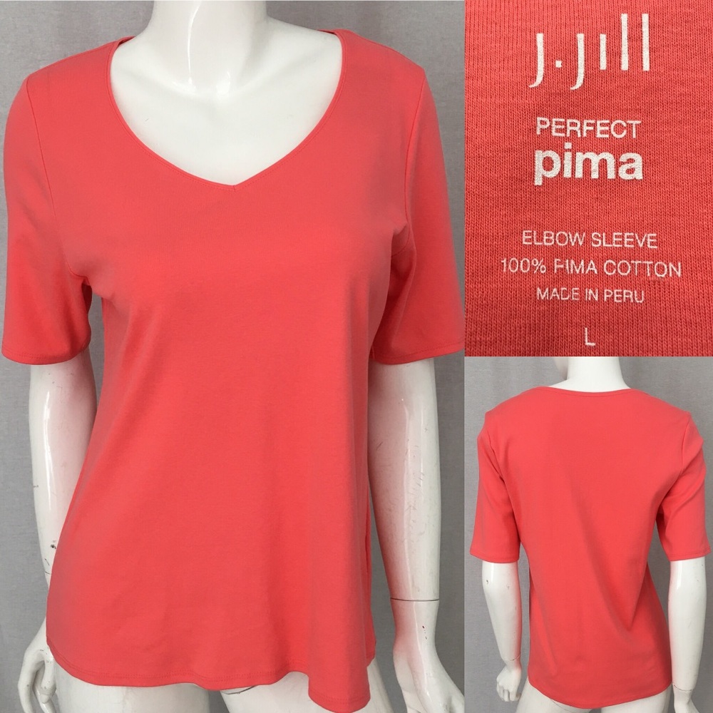 SOLD Large J. Jill Perfect Pima Elbow Length Top - Picture 1 of 8